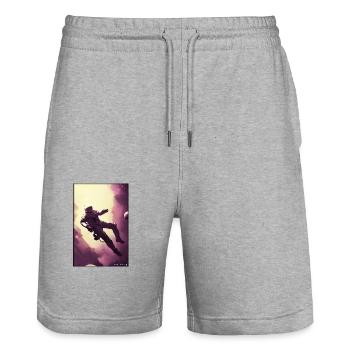 Astronaut Future Sci-Fi Technology - Stanley/Stella Trainer Unisex Organic Jogging Shorts - heather grey - Front - Nik (191cm) & Marisol (170cm)