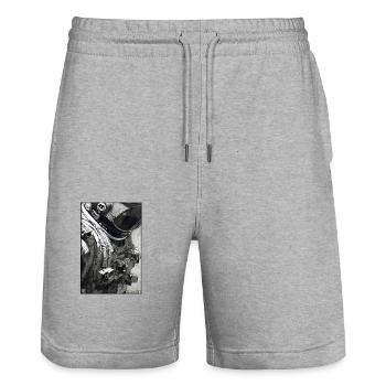 Astronaut Future Sci-Fi Technology - Stanley/Stella Trainer Unisex Organic Jogging Shorts - heather grey - Front - Nik (191cm) & Marisol (170cm)