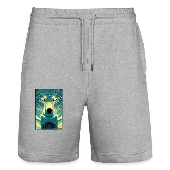 Wolf Animal Motif Nature Wild Mystical Wildlife - Stanley/Stella Trainer Unisex Organic Jogging Shorts - heather grey - Front - Nik (191cm) & Marisol (170cm)