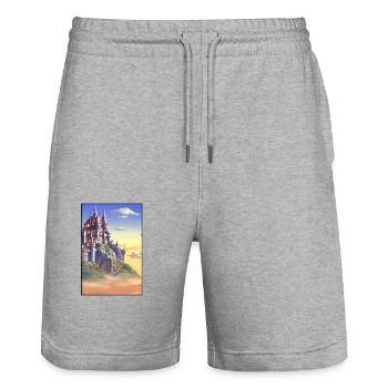 Castle Castle Fortress Architecture Landscape - Stanley/Stella Trainer Unisex Organic Jogging Shorts - heather grey - Front - Nik (191cm) & Marisol (170cm)
