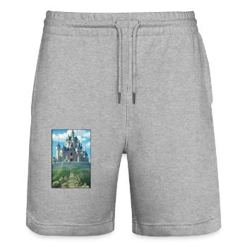 Castle Castle Fortress Architecture Landscape - Stanley/Stella Trainer Unisex Organic Jogging Shorts - heather grey - Front - Nik (191cm) & Marisol (170cm)