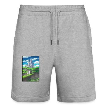 Castle Castle Fortress Architecture Landscape - Stanley/Stella Trainer Unisex Organic Jogging Shorts - heather grey - Front - Nik (191cm) & Marisol (170cm)