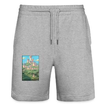 Castle Castle Fortress Architecture Landscape - Stanley/Stella Trainer Unisex Organic Jogging Shorts - heather grey - Front - Nik (191cm) & Marisol (170cm)