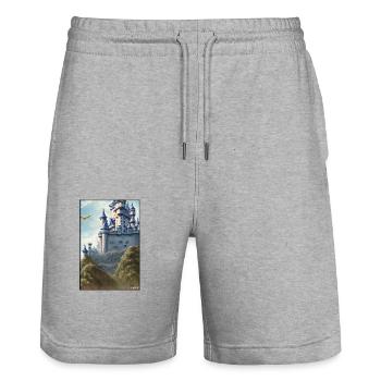 Castle Castle Fortress Architecture Landscape - Stanley/Stella Trainer Unisex Organic Jogging Shorts - heather grey - Front - Nik (191cm) & Marisol (170cm)