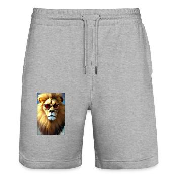 Lunettes de soleil Lion Big Cat Animal sauvage Tête de lion - Short de jogging bio TRAINER Stanley/Stella unisexe - gris chiné - Devant - Nik (191cm) & Marisol (170cm)