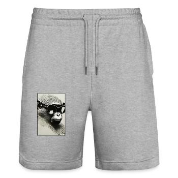 Affe Sonnenbrille Wildtier Affenkopf Tierwelt Zoo - Stanley/Stella Unisex Bio Joggingshorts Trainer  - Grau meliert - Vorne - Nik (191cm) & Marisol (170cm)