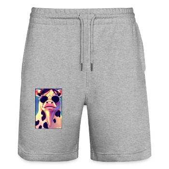 Vache Lunettes de soleil Wildlife Farm Vache laitière - Short de jogging bio TRAINER Stanley/Stella unisexe - gris chiné - Devant - Nik (191cm) & Marisol (170cm)