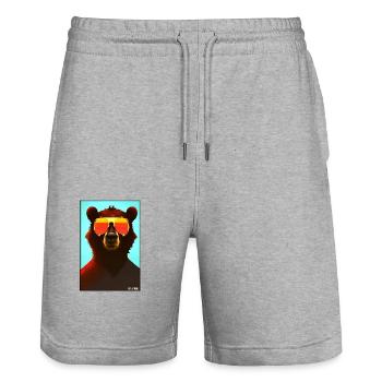 Bear Sunglasses Wildlife Forest Animals Wilderness - Stanley/Stella Trainer Unisex Organic Jogging Shorts - heather grey - Front - Nik (191cm) & Marisol (170cm)