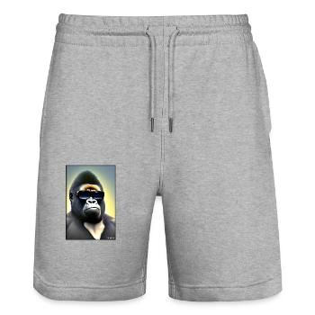 Gorilla Sunglasses Wildlife Forest Animals Wildlife - Stanley/Stella Trainer Unisex Organic Jogging Shorts - heather grey - Front - Nik (191cm) & Marisol (170cm)