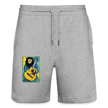 Lion Guitare Wildlife Musicien Big Cat Zoo Nature - Short de jogging bio TRAINER Stanley/Stella unisexe - gris chiné - Devant - Nik (191cm) & Marisol (170cm)