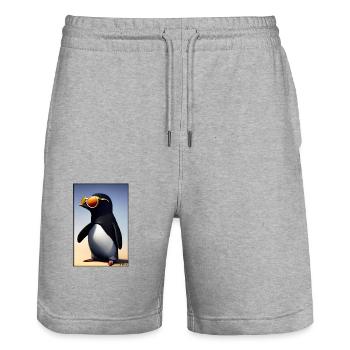 Pinguin Sonnenbrille Wildtier Vogel Seevogel - Stanley/Stella Unisex Bio Joggingshorts Trainer  - Grau meliert - Vorne - Nik (191cm) & Marisol (170cm)