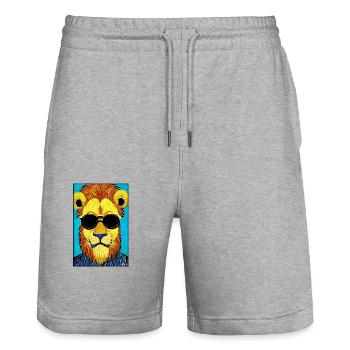 Lunettes de soleil Lion Big Cat Animal sauvage Tête de lion - Short de jogging bio TRAINER Stanley/Stella unisexe - gris chiné - Devant - Nik (191cm) & Marisol (170cm)