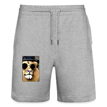 Lunettes de soleil Lion Big Cat Animal sauvage Tête de lion - Short de jogging bio TRAINER Stanley/Stella unisexe - gris chiné - Devant - Nik (191cm) & Marisol (170cm)