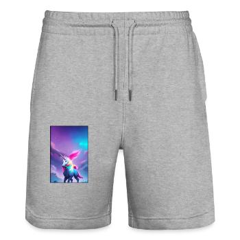 Einhorn Regenbogen Magie Märchen Fabeltier - Stanley/Stella Unisex Bio Joggingshorts Trainer  - Grau meliert - Vorne - Nik (191cm) & Marisol (170cm)