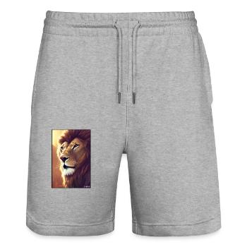 Lion Big Cat Wild Animal Lion's Head Lion's Mane Animal - Stanley/Stella Trainer Unisex Organic Jogging Shorts - heather grey - Front - Nik (191cm) & Marisol (170cm)