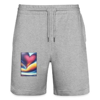 Liebe Herz Valentinstag Liebespaar Romantisch - Stanley/Stella Unisex Bio Joggingshorts Trainer  - Grau meliert - Vorne - Nik (191cm) & Marisol (170cm)