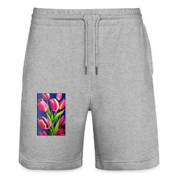 Tulip Lily Family Flower Spring Meadow Green - Stanley/Stella Trainer Unisex Organic Jogging Shorts - heather grey - Front - Nik (191cm) & Marisol (170cm)
