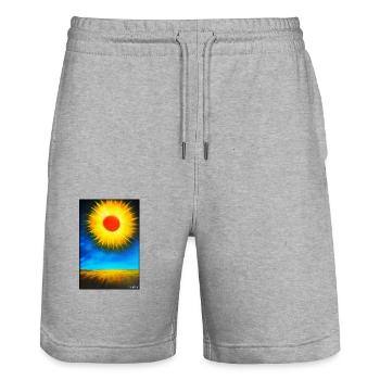 Sun Summer Nature Holiday Sunshine Sunlight - Stanley/Stella Trainer Unisex Organic Jogging Shorts - heather grey - Front - Nik (191cm) & Marisol (170cm)
