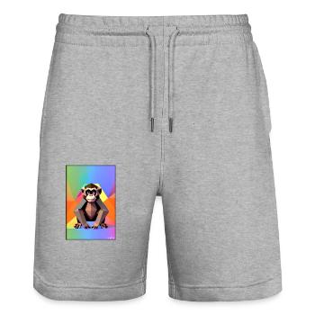 Affe Polygon Tiere Wildnis Zoo Afrika Safari - Stanley/Stella Unisex Bio Joggingshorts Trainer  - Grau meliert - Vorne - Nik (191cm) & Marisol (170cm)