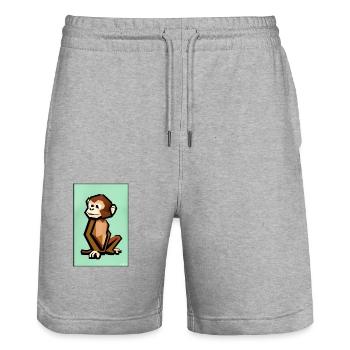 Affe Polygon Tiere Wildnis Zoo Afrika Safari - Stanley/Stella Unisex Bio Joggingshorts Trainer  - Grau meliert - Vorne - Nik (191cm) & Marisol (170cm)