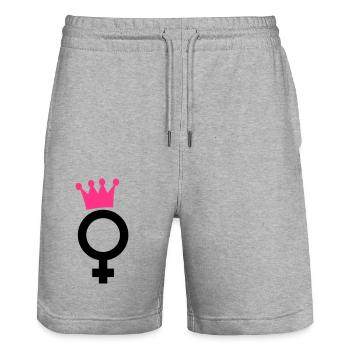 prinzessin - Stanley/Stella Unisex Bio Joggingshorts Trainer  - Grau meliert - Vorne - Nik (191cm) & Marisol (170cm)
