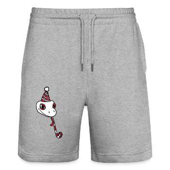 kopf feiern geburtstag party geschenk schlange ges - Stanley/Stella Unisex Bio Joggingshorts Trainer  - Grau meliert - Vorne - Nik (191cm) & Marisol (170cm)