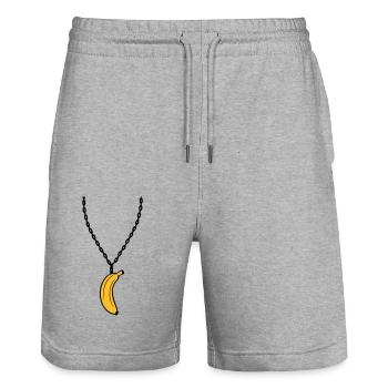 banane halskette schmuck lustig obst design clipar - Stanley/Stella Unisex Bio Joggingshorts Trainer  - Grau meliert - Vorne - Nik (191cm) & Marisol (170cm)