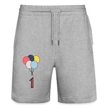 1. 1 YEAR. 1ST ANNIVERSARY. BIRTHDAY 1 YEAR. ONE - Stanley/Stella Trainer Unisex Organic Jogging Shorts - heather grey - Front - Nik (191cm) & Marisol (170cm)
