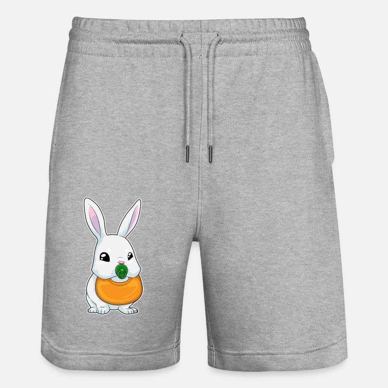 Bunny bib pacifier - Stanley/Stella Trainer Unisex Organic Jogging Shorts - heather grey
