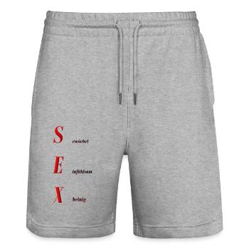 Sex - Stanley/Stella Unisex Bio Joggingshorts Trainer  - Grau meliert - Vorne - Nik (191cm) & Marisol (170cm)