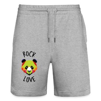 Rock Love ! - Short de jogging bio TRAINER Stanley/Stella unisexe - gris chiné - Devant - Nik (191cm) & Marisol (170cm)