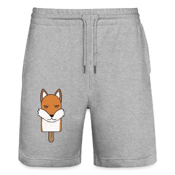 Fox Head Popsicle - Stanley/Stella Trainer Unisex Organic Jogging Shorts - heather grey - Front - Nik (191cm) & Marisol (170cm)