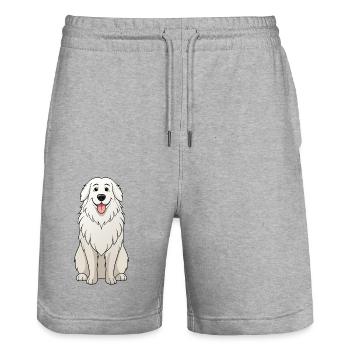 Sérénité des Grandes Pyrénées Art Numérique - Short de jogging bio TRAINER Stanley/Stella unisexe - gris chiné - Devant - Nik (191cm) & Marisol (170cm)