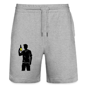 Drinking Team Bottle - Stanley/Stella Trainer Unisex Organic Jogging Shorts - heather grey - Front - Nik (191cm) & Marisol (170cm)