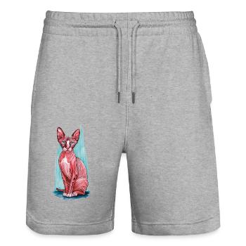 Sphynx Katze für Katzenliebhaber - Stanley/Stella Unisex Bio Joggingshorts Trainer  - Grau meliert - Vorne - Nik (191cm) & Marisol (170cm)