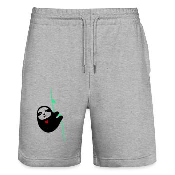faultier in love - Stanley/Stella Unisex Bio Joggingshorts Trainer  - Grau meliert - Vorne - Nik (191cm) & Marisol (170cm)
