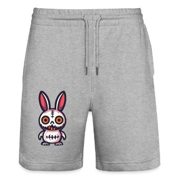 Hase Halloween Comic Lustig - Stanley/Stella Unisex Bio Joggingshorts Trainer  - Grau meliert - Vorne - Nik (191cm) & Marisol (170cm)