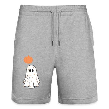 Cute Heart Ghost - Stanley/Stella Trainer Unisex Organic Jogging Shorts - heather grey - Front - Nik (191cm) & Marisol (170cm)