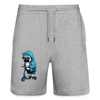 Carlin drôle sur Scooter Comic Cartoon Cool Dog - Short de jogging bio TRAINER Stanley/Stella unisexe - gris chiné - Devant - Nik (191cm) & Marisol (170cm)