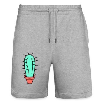 Kleiner Kaktus Stacheln Wüsten Kakteen Blumentopf - Stanley/Stella Unisex Bio Joggingshorts Trainer  - Grau meliert - Vorne - Nik (191cm) & Marisol (170cm)