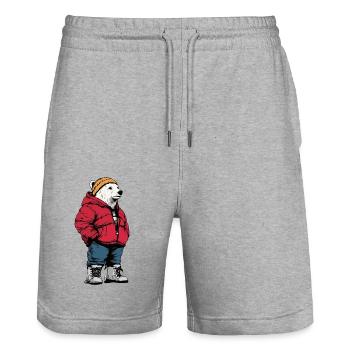 Eisbär Fashion Winter - Stanley/Stella Unisex Bio Joggingshorts Trainer  - Grau meliert - Vorne - Nik (191cm) & Marisol (170cm)