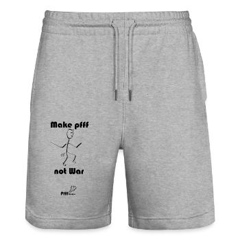 Make Pfff Not War - Stanley/Stella Trainer Unisex Organic Jogging Shorts - heather grey - Front - Nik (191cm) & Marisol (170cm)