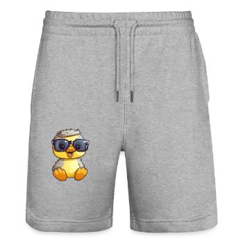 Little cute duck wearing sunglasses. - Stanley/Stella Trainer Unisex Organic Jogging Shorts - heather grey - Front - Nik (191cm) & Marisol (170cm)