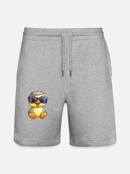 Little cute duck wearing sunglasses. - Stanley/Stella Trainer Unisex Organic Jogging Shorts - heather grey