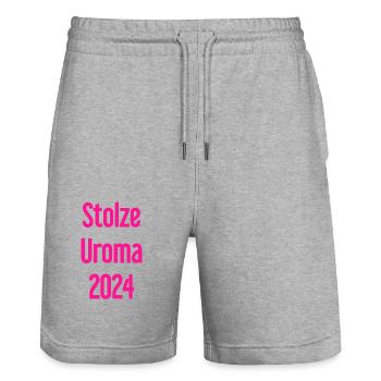 Stolze Uroma 2024 - Stanley/Stella Unisex Bio Joggingshorts Trainer  - Grau meliert - Vorne - Nik (191cm) & Marisol (170cm)
