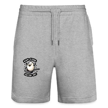 Egg-cited for the Day - Stanley/Stella Trainer Unisex Organic Jogging Shorts - heather grey - Front - Nik (191cm) & Marisol (170cm)