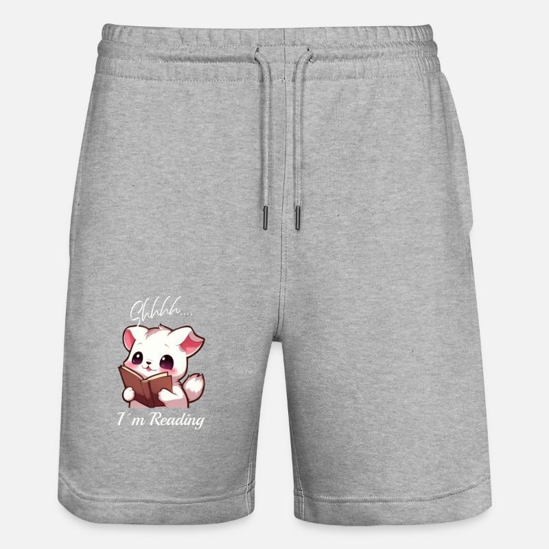 Chat avec livre - Short de jogging bio TRAINER Stanley/Stella unisexe - gris chiné
