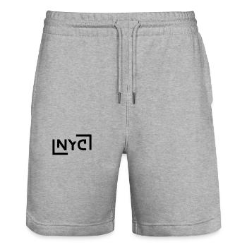 Future City Design – 3 chiffres - NYC noir - Short de jogging bio TRAINER Stanley/Stella unisexe - gris chiné - Devant - Nik (191cm) & Marisol (170cm)