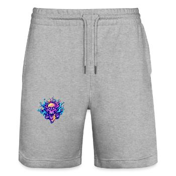 Skull - Stanley/Stella Unisex Bio Joggingshorts Trainer  - Grau meliert - Vorne - Nik (191cm) & Marisol (170cm)