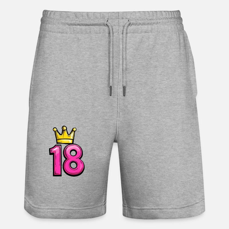 18 Korona cyfrowa - Ekologiczne spodenki dresowe typu unisex Stanley/Stella Trainer  - szary melanż